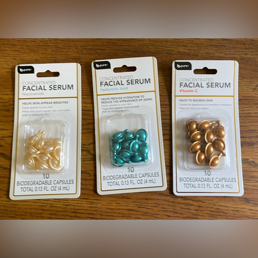 3 Pk. b.pure Concentrated Facial Serum Capsules. Hyaluronic-Vit C-& Niacinamide